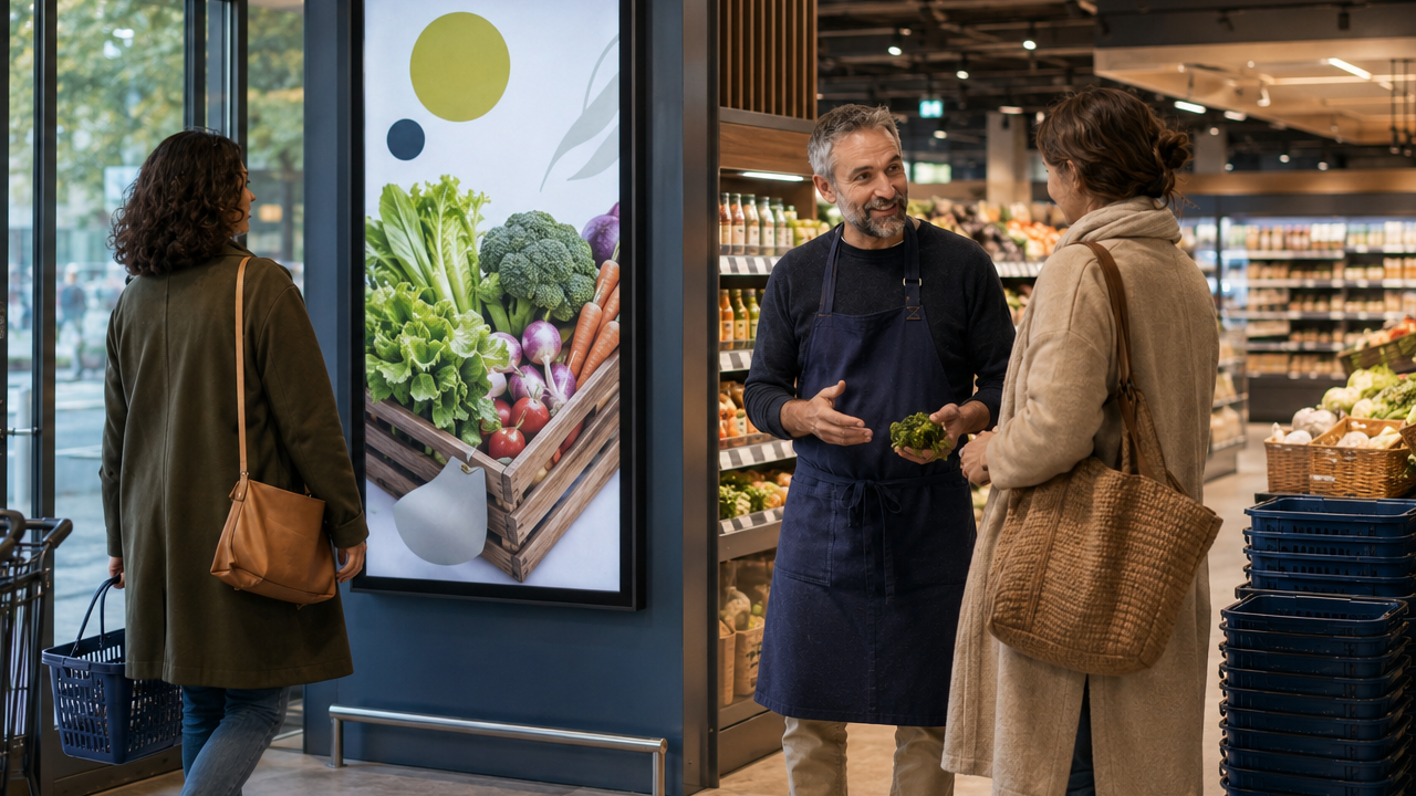 Un commerçant accueille ses clients avec beaucoup de compétence