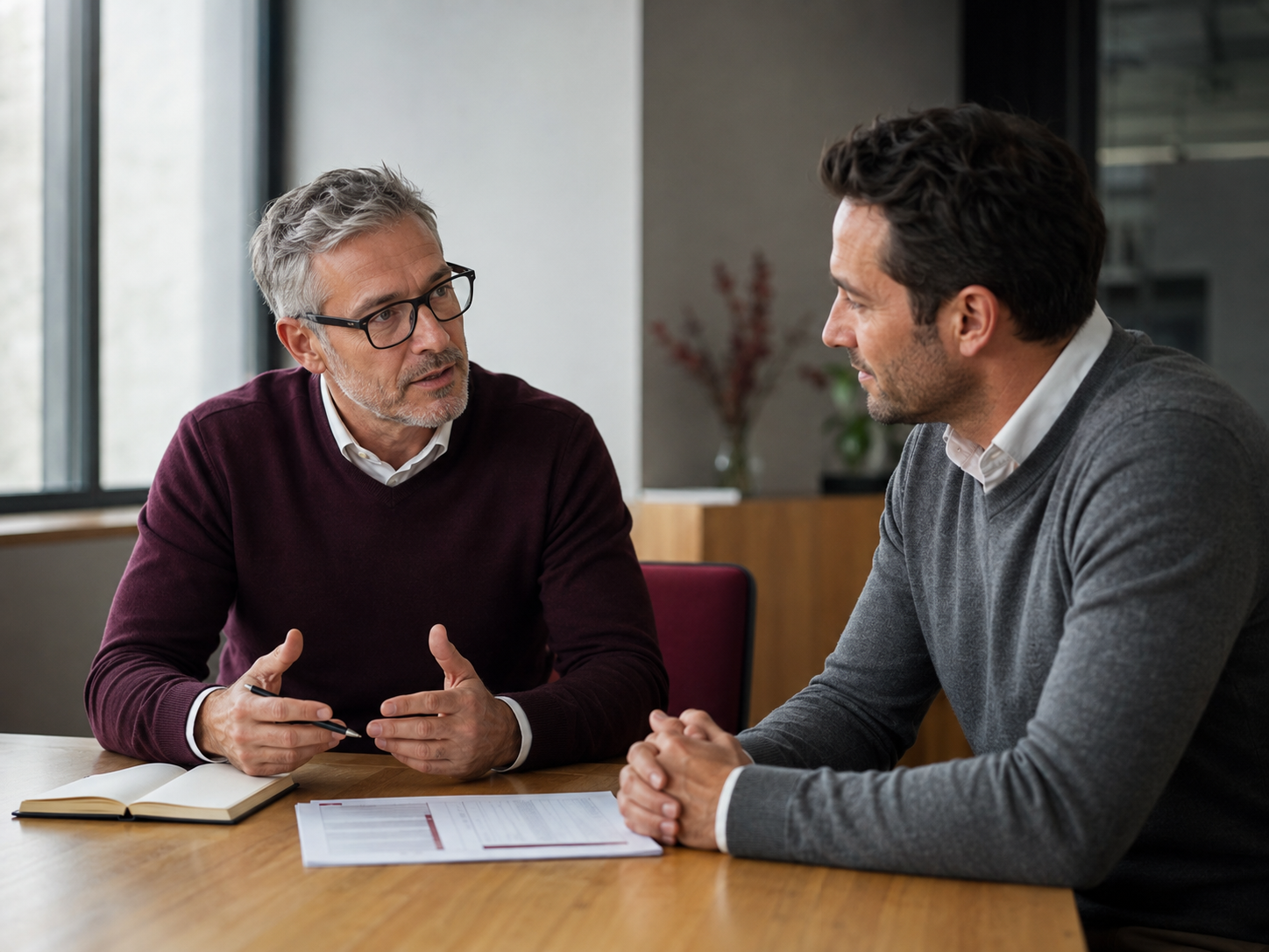 Un manager qui explique à son collaborateur le management d'équipe